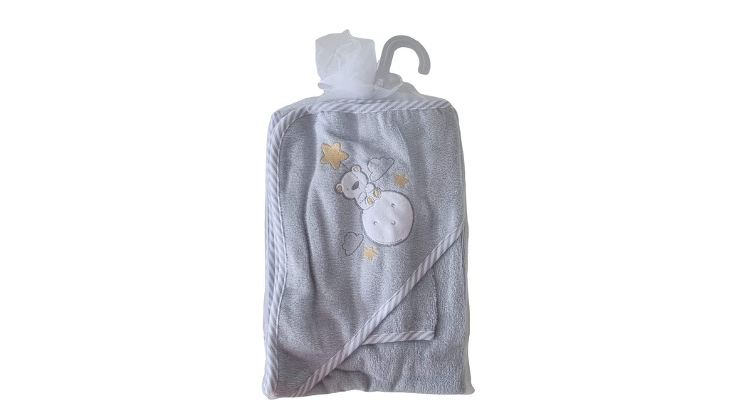 Juniors - Bear Embroidered Hooded Towel and Mitten - SecondGear.me