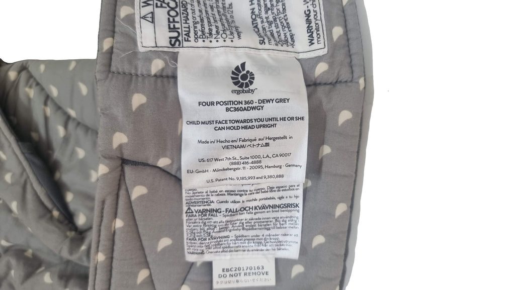 Ergobaby - Four Position 360 with Newborn Insert - Dewy Grey - SecondGear.me