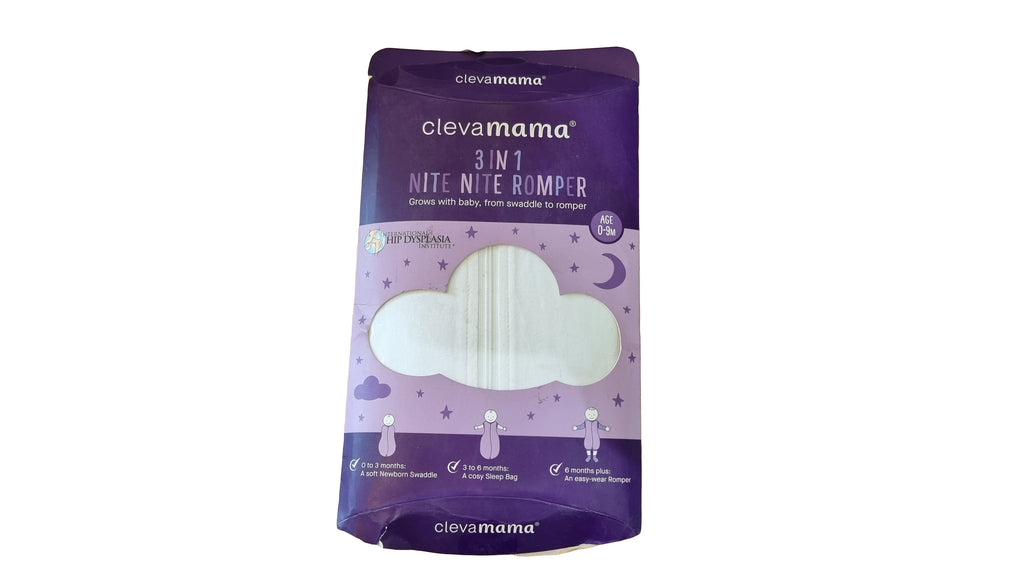 ClevaMama - 3 in 1 Nite Nite Romper & Sleeping Bag - 1 Tog - White (0-9m) - SecondGear.me
