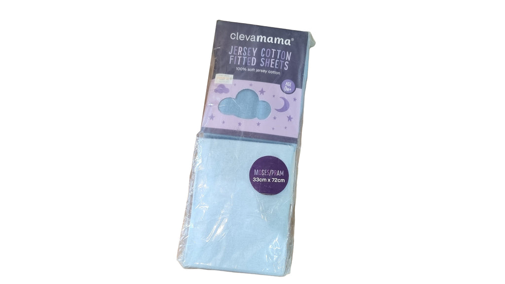 ClevaMama - Moses Basket and Pram Jersey Fitted Sheets - Blue - SecondGear.me