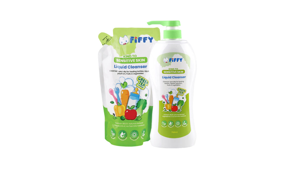 FIFFY - Baby Liquid Cleanser Green Tea Flavor 750ML+600ML - SecondGear.me